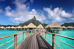 Bungalows sur pilotis au Méridien Bora Bora